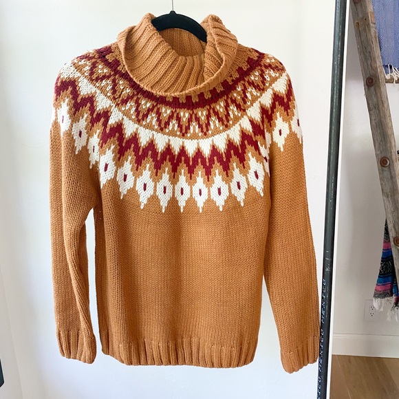 Rachel Zoe Sweaters - RACHEL ZOE fair isle knit cowl neck chunky sweater